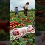 Parents in the garden, baby crying, consequences of neglect